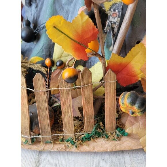 Vintage witch paper mache motion activated light up Halloween skeleton prop deco - Picture 8 of 16